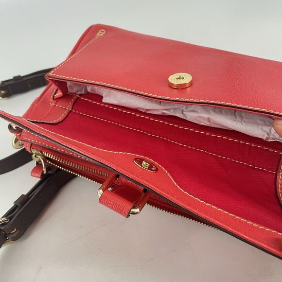 RARE DOONEY & BOURKE Red Saffiano Leather Tomato Dana Handbag - Picture 8 of 9